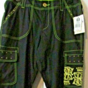 NWT Womens Sz 7 Black Crop Pants Gold Trim/Rivets